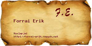 Forrai Erik névjegykártya